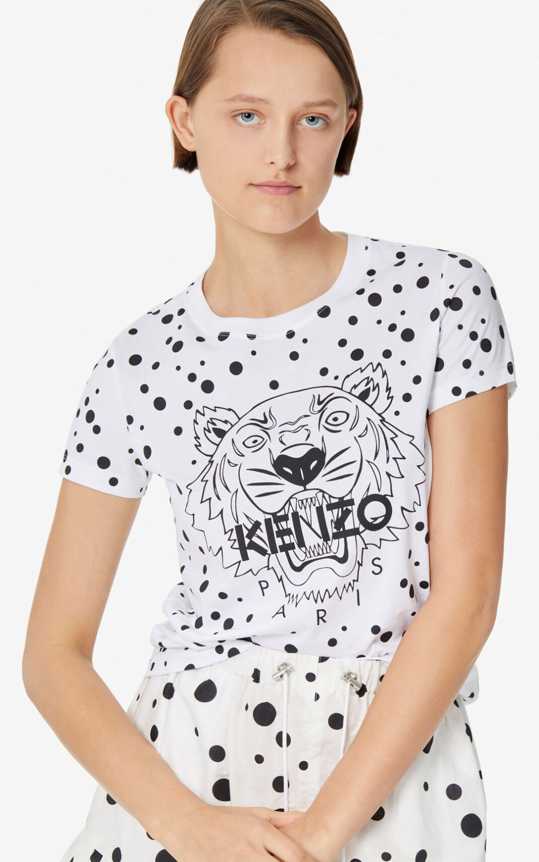 Kenzo Dots Tiger Camisetas Mujer Negras | 6953718-AZ